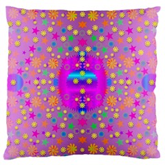 Colors And Wonderful Flowers On A Meadow Large Cushion Case (two Sides) by pepitasart