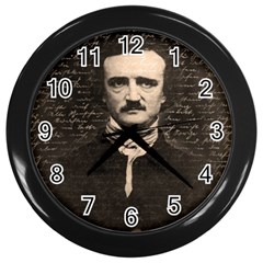 Edgar Allan Poe  Wall Clocks (black) by Valentinaart