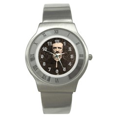 Edgar Allan Poe  Stainless Steel Watch by Valentinaart