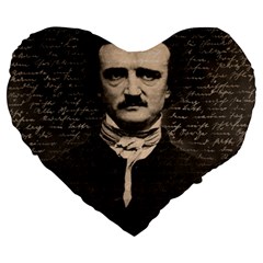 Edgar Allan Poe  Large 19  Premium Heart Shape Cushions by Valentinaart