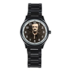 Edgar Allan Poe  Stainless Steel Round Watch by Valentinaart