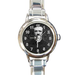 Edgar Allan Poe  Round Italian Charm Watch by Valentinaart