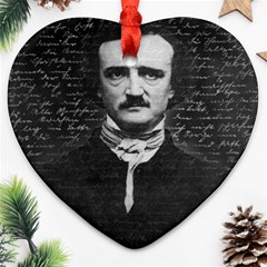 Edgar Allan Poe  Heart Ornament (two Sides) by Valentinaart