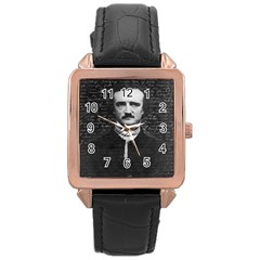 Edgar Allan Poe  Rose Gold Leather Watch  by Valentinaart