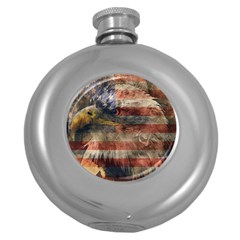 Vintage Eagle  Round Hip Flask (5 Oz) by Valentinaart