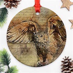 Vintage Owl Round Ornament (two Sides)