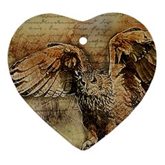 Vintage Owl Heart Ornament (two Sides) by Valentinaart