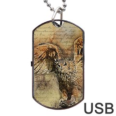 Vintage Owl Dog Tag Usb Flash (one Side) by Valentinaart