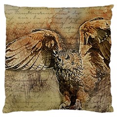 Vintage Owl Large Cushion Case (one Side) by Valentinaart