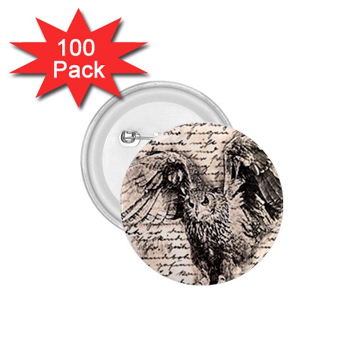 Vintage owl 1.75  Buttons (100 pack) 