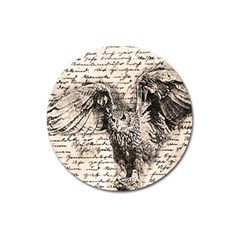 Vintage Owl Magnet 3  (round) by Valentinaart