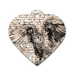 Vintage Owl Dog Tag Heart (one Side) by Valentinaart