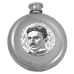 Nikola Tesla Round Hip Flask (5 Oz) by Valentinaart