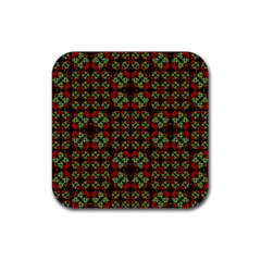 Asian Ornate Patchwork Pattern Rubber Coaster (square)  by dflcprints