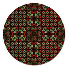 Asian Ornate Patchwork Pattern Magnet 5  (round) by dflcprints