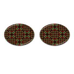 Asian Ornate Patchwork Pattern Cufflinks (oval) by dflcprints