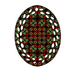 Asian Ornate Patchwork Pattern Oval Filigree Ornament (two Sides) by dflcprints