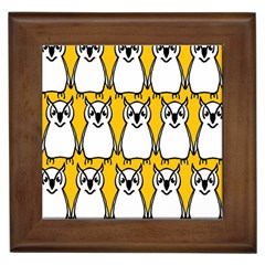 Yellow Owl Background Framed Tiles by Simbadda