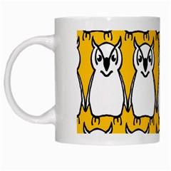 Yellow Owl Background White Mugs by Simbadda