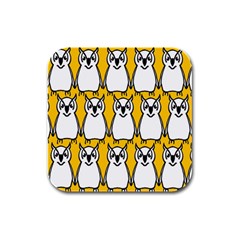 Yellow Owl Background Rubber Square Coaster (4 Pack)  by Simbadda