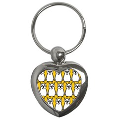 Yellow Owl Background Key Chains (heart)  by Simbadda