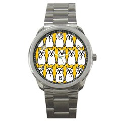 Yellow Owl Background Sport Metal Watch by Simbadda