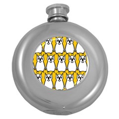 Yellow Owl Background Round Hip Flask (5 Oz) by Simbadda