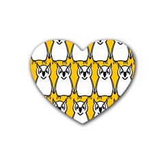 Yellow Owl Background Heart Coaster (4 Pack)  by Simbadda