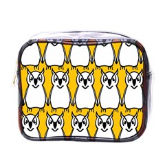 Yellow Owl Background Mini Toiletries Bags by Simbadda