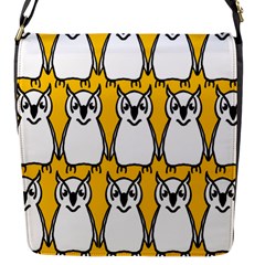 Yellow Owl Background Flap Messenger Bag (s) by Simbadda