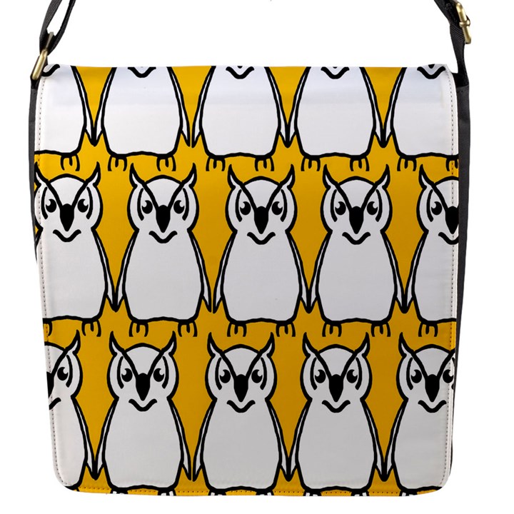 Yellow Owl Background Flap Messenger Bag (S)