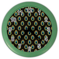 Peacock Inspired Background Color Wall Clocks by Simbadda