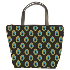 Peacock Inspired Background Bucket Bags by Simbadda