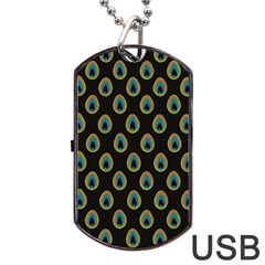 Peacock Inspired Background Dog Tag Usb Flash (one Side) by Simbadda