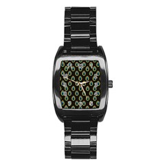 Peacock Inspired Background Stainless Steel Barrel Watch by Simbadda