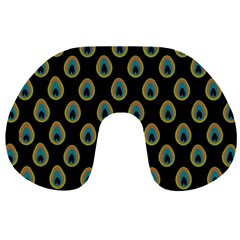 Peacock Inspired Background Travel Neck Pillows by Simbadda