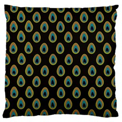 Peacock Inspired Background Large Flano Cushion Case (one Side) by Simbadda