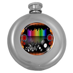 Music Pattern Round Hip Flask (5 Oz) by Simbadda