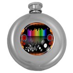 Music Pattern Round Hip Flask (5 oz) Front