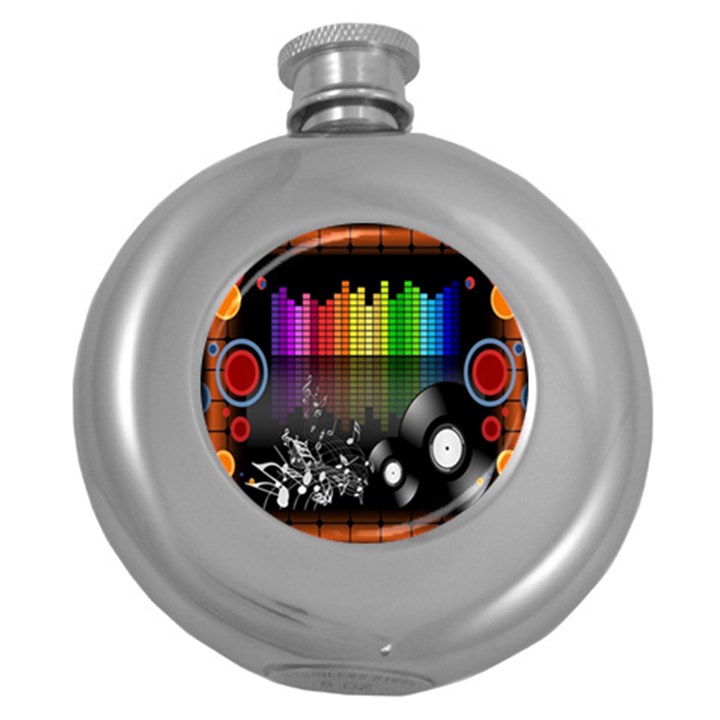 Music Pattern Round Hip Flask (5 oz)