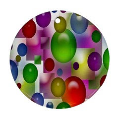 Colorful Bubbles Squares Background Ornament (round) by Simbadda