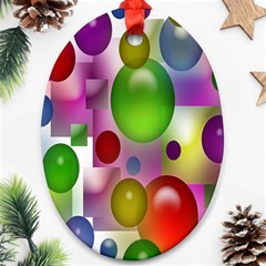 Colorful Bubbles Squares Background Ornament (oval) by Simbadda