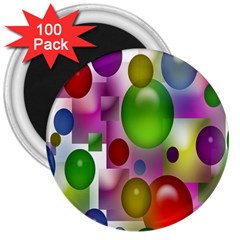 Colorful Bubbles Squares Background 3  Magnets (100 Pack) by Simbadda