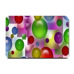 Colorful Bubbles Squares Background Small Doormat  by Simbadda