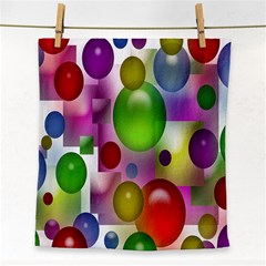 Colorful Bubbles Squares Background Face Towel by Simbadda