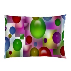 Colorful Bubbles Squares Background Pillow Case by Simbadda