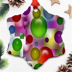 Colorful Bubbles Squares Background Ornament (snowflake) by Simbadda