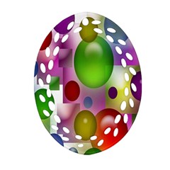 Colorful Bubbles Squares Background Ornament (oval Filigree) by Simbadda