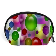 Colorful Bubbles Squares Background Accessory Pouches (large)  by Simbadda