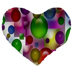 Colorful Bubbles Squares Background Large 19  Premium Flano Heart Shape Cushions by Simbadda